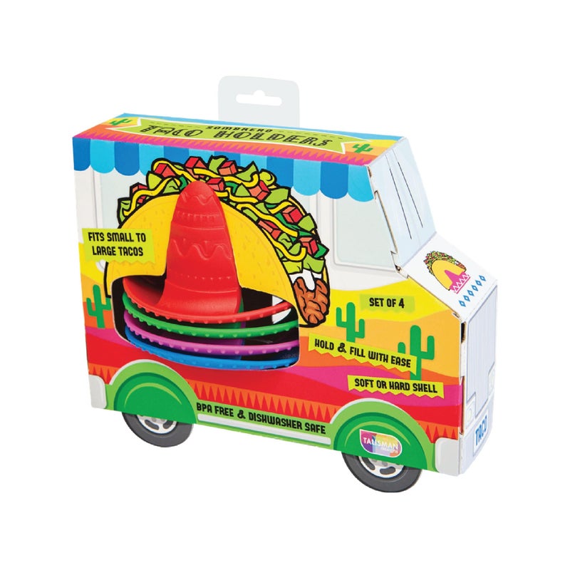 Talisman Designs Sombrero Taco Holders - Set of 4, Hold & Fill Small or Large Tacos | Crunch & Soft - Image 1